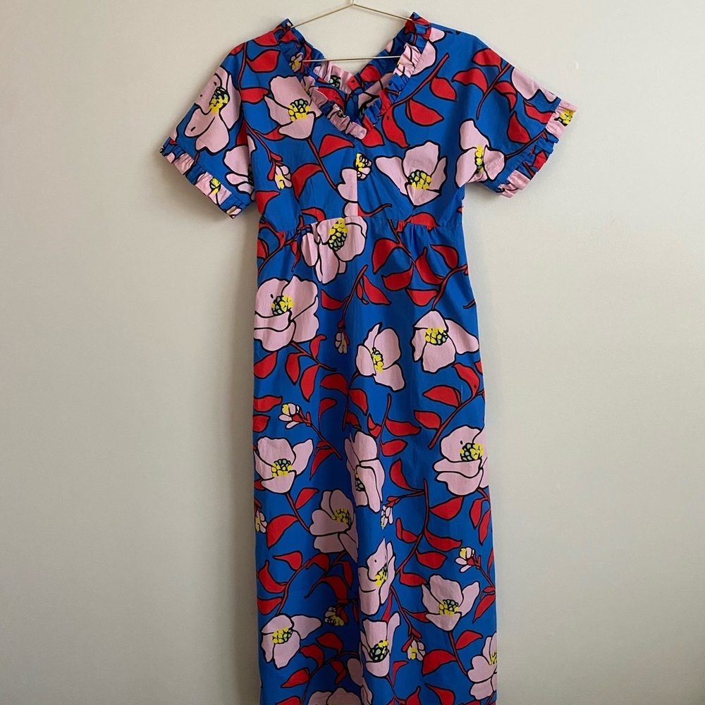 Sara Campbell Floral Blue and Pink Maxi Dress
